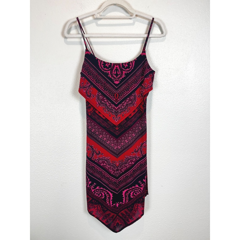 Lunachix Vintage Y2K Paisley Bandana Handkerchief Hem Slip Dress Midi 90s Boho